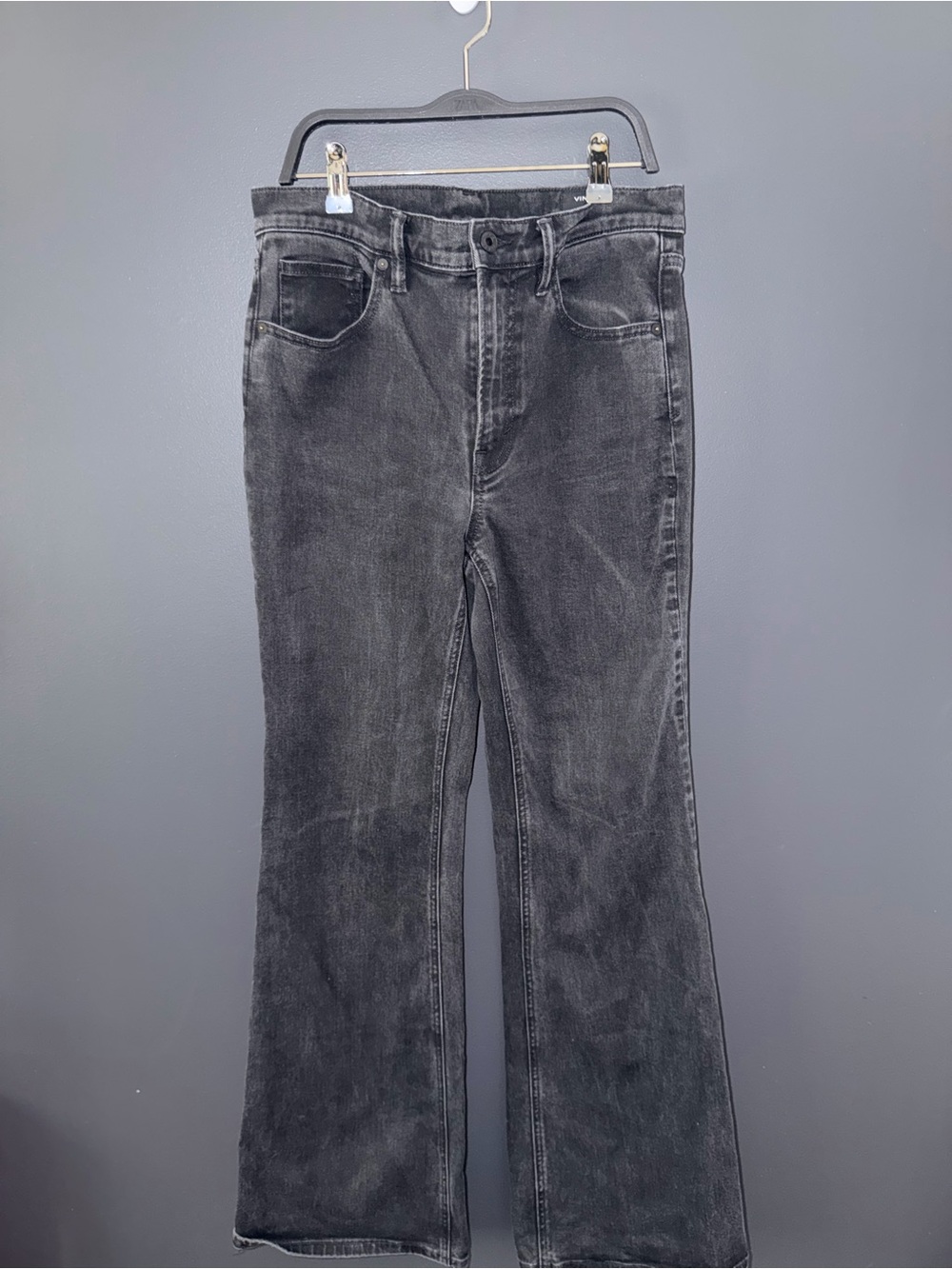 Vince size 29 High-Waist Black Washed Denim Flare Jeans